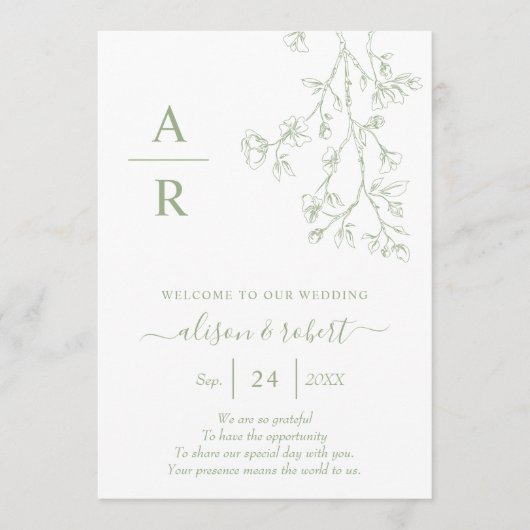 Programme Mariage monochrome (Devant)