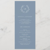 Programme Mariage Monogramme Bleu Poussiéreux (Devant)