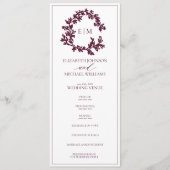 Programme Mariage Monogramme de cime feutrée de Bourgogne mo (Devant)