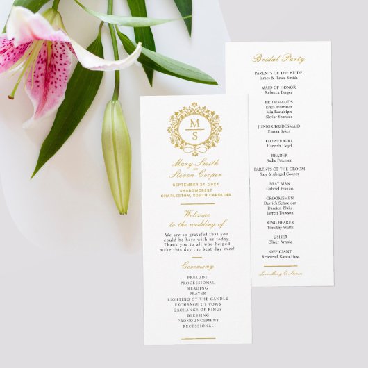 Programme Mariage Monogramme doré