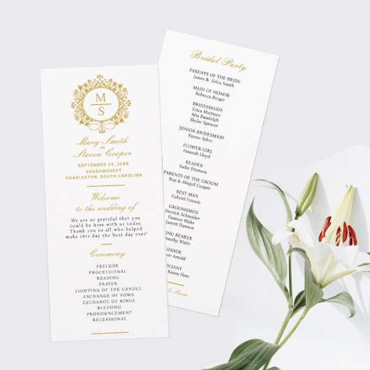 Programme Mariage Monogramme doré