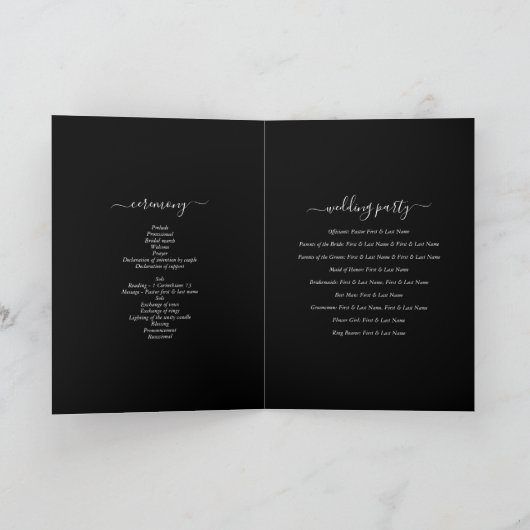 Programme Mariage Monogramme noir blanc Ordre de service (Intérieur)
