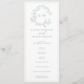Programme Mariage Monogramme vert Sage moderne (Devant)