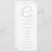 Programme Mariage Monogramme vert Sage moderne (Devant / Derrière)