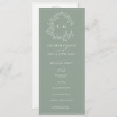 Programme Mariage Monogramme vert Sage moderne (Devant / Derrière)