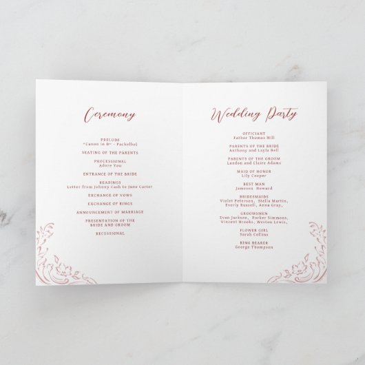 Programme Mariage Monogramme Vintage Pink Croché (Intérieur)