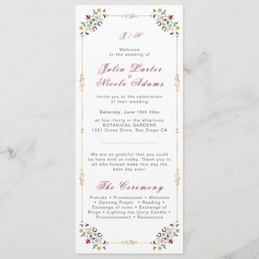 Programme Mariage Motif classique complexe de géométrie vint (Devant)