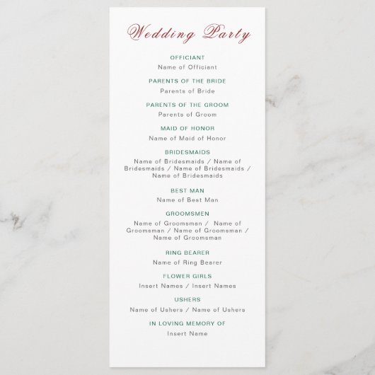 Programme Mariage Motif classique complexe de géométrie vint (Dos)