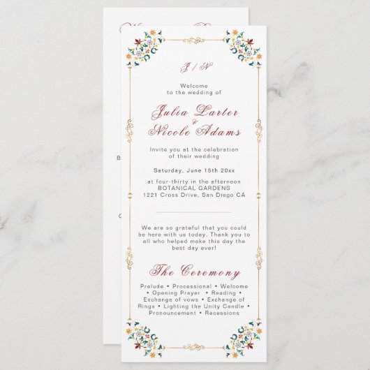 Programme Mariage Motif classique complexe de géométrie vint (Devant / Derrière)