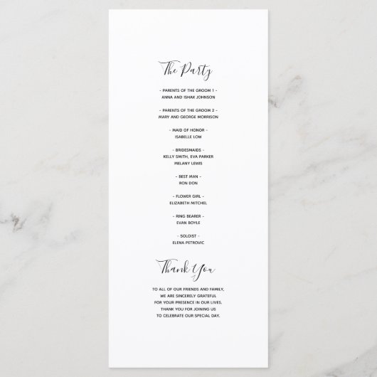 Programme Mariage noir blanc gris (Dos)