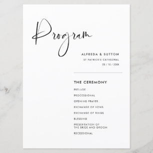 Programme Mariage noir et blanc élégant et moderne