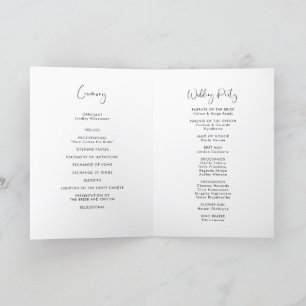 Programme Mariage noir et blanc élégant et moderne plié