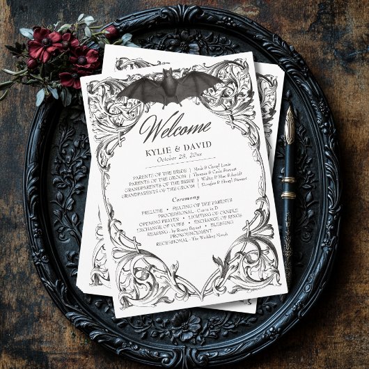 Programme Mariage noir et blanc victorien jusqu'à la mort