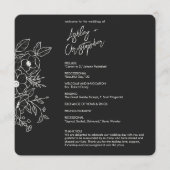 Programme Mariage noir noir floral minimal (Devant)