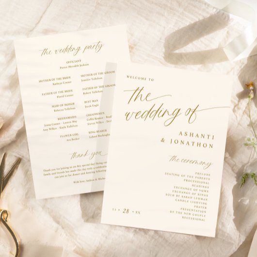 Programme Mariage Or et Ivoire Clair Romantique Doux