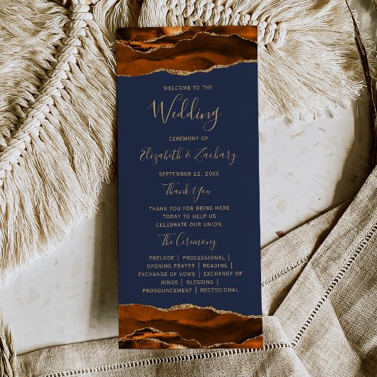 Programme Mariage Or Jaune Agate Bleu Marine Brûlé