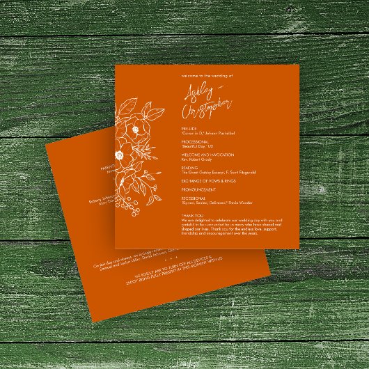 Programme Mariage orange brulé végétal minimal