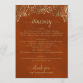 Programme Mariage Orange Rouille & Or Bienvenue & Itinéraire (Dos)