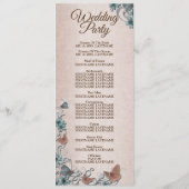 Programme Mariage Papillon Cuivre Floral Argent Sarcelle Tan (Dos)