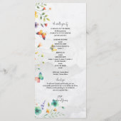 Programme Mariage papillon floral aquarelle coloré (Dos)