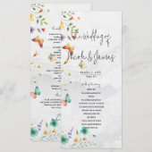 Programme Mariage papillon floral aquarelle coloré (Devant / Derrière)