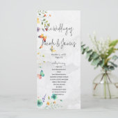Programme Mariage papillon floral aquarelle coloré (Debout devant)