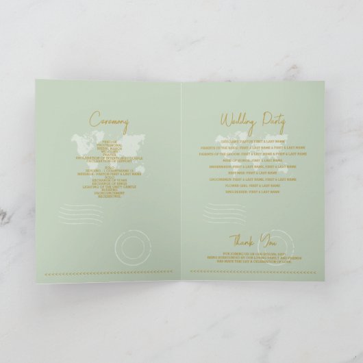 Programme Mariage Passport Sage Green Gold Ordre de service (Intérieur)