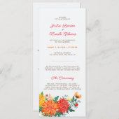 Programme Mariage Pastel Orange Yellow Spring Dahlia Fleurs (Devant / Derrière)