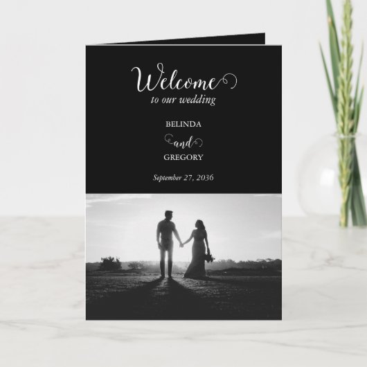 Programme Mariage photo en noir blanc Commande de service (Devant)