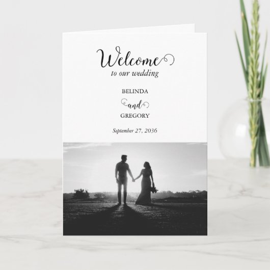 Programme Mariage photo en noir blanc Ordre de service (Devant)