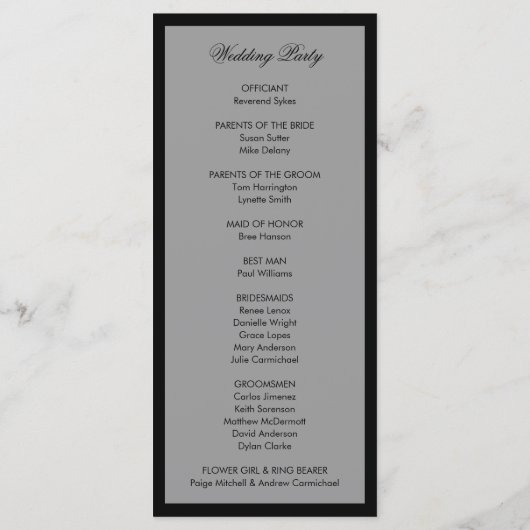 Programme Mariage photo moderne élégant (Dos)