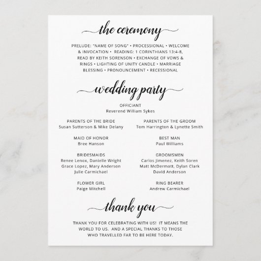 Programme Mariage photo moderne élégant (Dos)