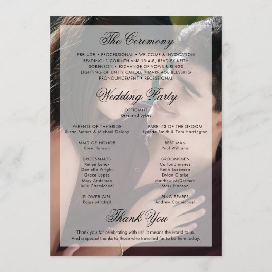 Programme Mariage photo moderne élégant (Dos)