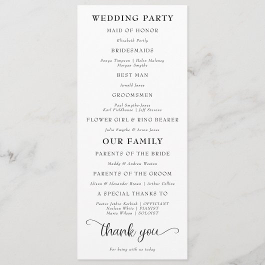 Programme Mariage photo moderne simple et élégant (Dos)