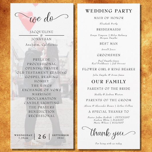 Programme Mariage photo moderne simple et élégant