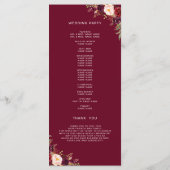 Programme Mariage photo rouge Bourgogne (Dos)