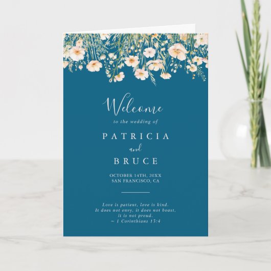 Programme Mariage plié Boho classique Fleur sauvage Blush (Devant)