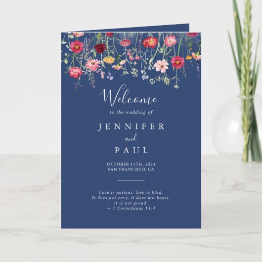 Programme Mariage plié Boho Multicolor Fleur sauvage (Devant)