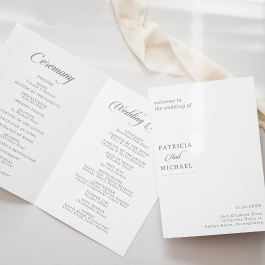 Programme Mariage Plié Calligraphie Chic Classique
