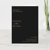 Programme Mariage plié calligraphié noir et or Classique (Devant)