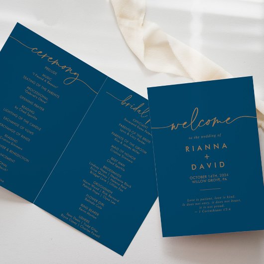 Programme Mariage plié classique bleu marine