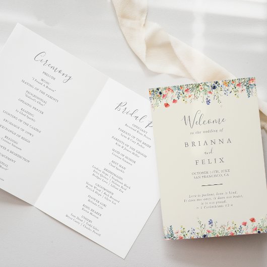 Programme Mariage plié de Fleur sauvage multicolore radiant