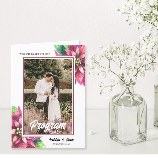 Programme Mariage plié de Noël d'hiver de Poinsettia