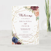 Programme Mariage plié de Parties scintillant d'or géométriq (Devant)