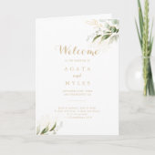 Programme Mariage plié de verdure sauge eucalyptus or (Devant)