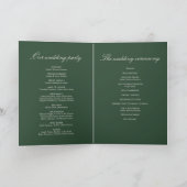 Programme Mariage Plié Élégant Argent Ancien Vert Classique (Intérieur)