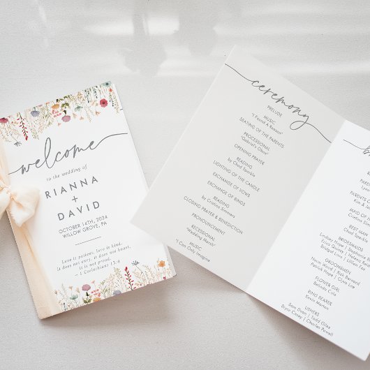 Programme Mariage plié Fleur sauvage multicouleur Galant