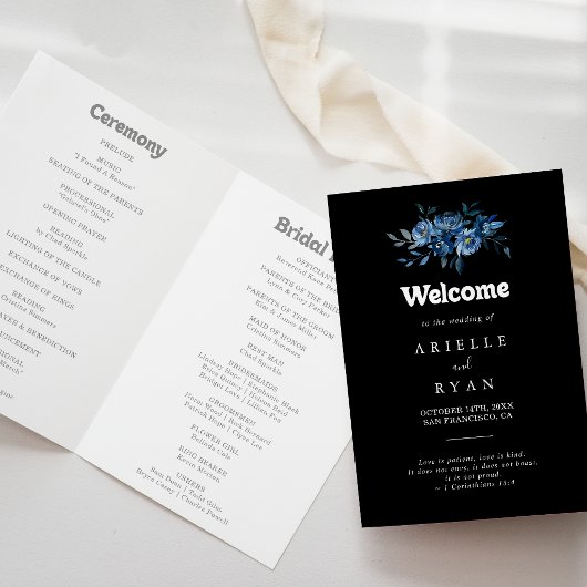 Programme Mariage Plié Fleurs Bleu de la Royal Navy
