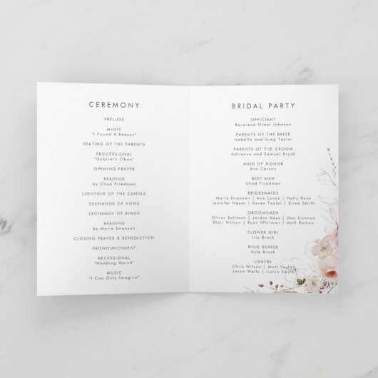 Programme Mariage plié floral simple (Intérieur)