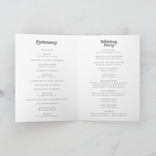 Programme Mariage Plié Formel Simple Nous Faisons (Intérieur)